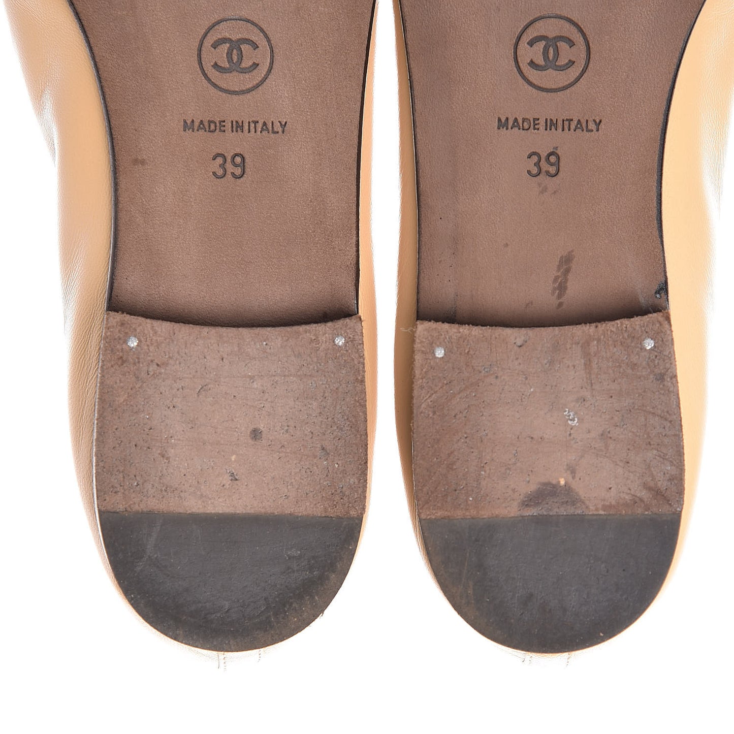 Lambskin Cap Toe CC Ballerina Flats 39 Beige Black