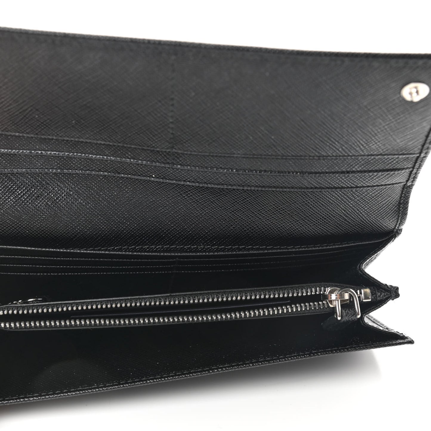 Saffiano Triangle Logo Continental Flap Travel Wallet Black