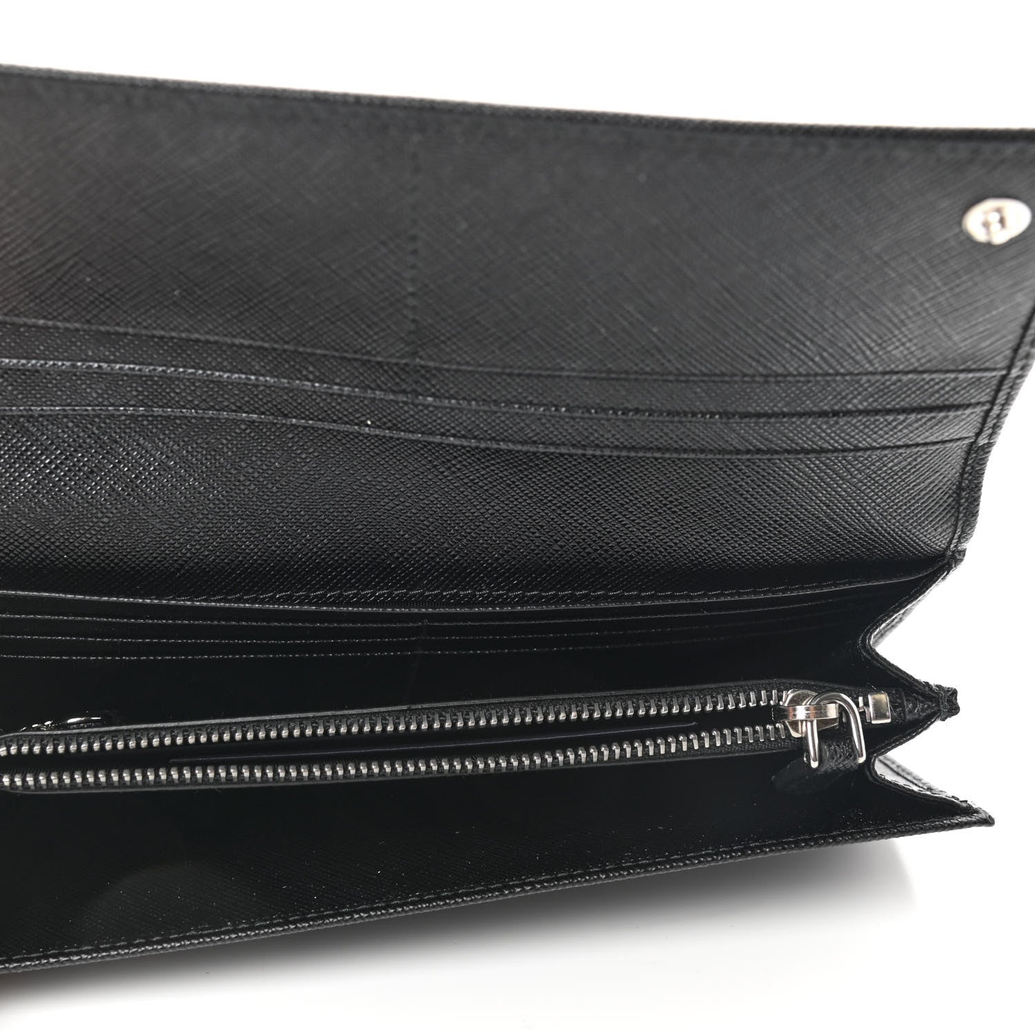 Prada Saffiano Triangle Logo Continental Flap Travel Wallet Black 6 of 7