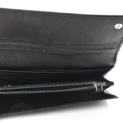 Prada Saffiano Triangle Logo Continental Flap Travel Wallet Black 6 of 7
