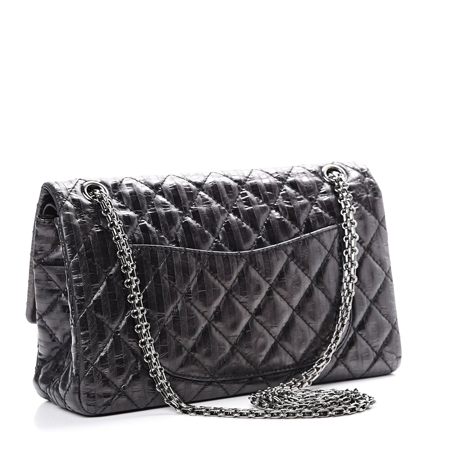Metallic Calfskin Striped 2.55 Reissue 226 Flap Black