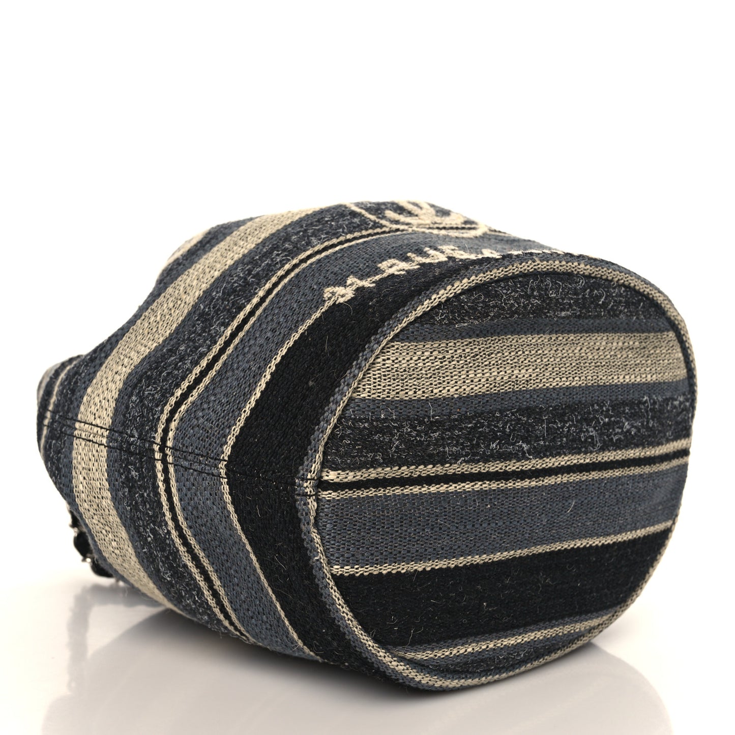 Striped Canvas Deauville Drawstring Bag Grey Black