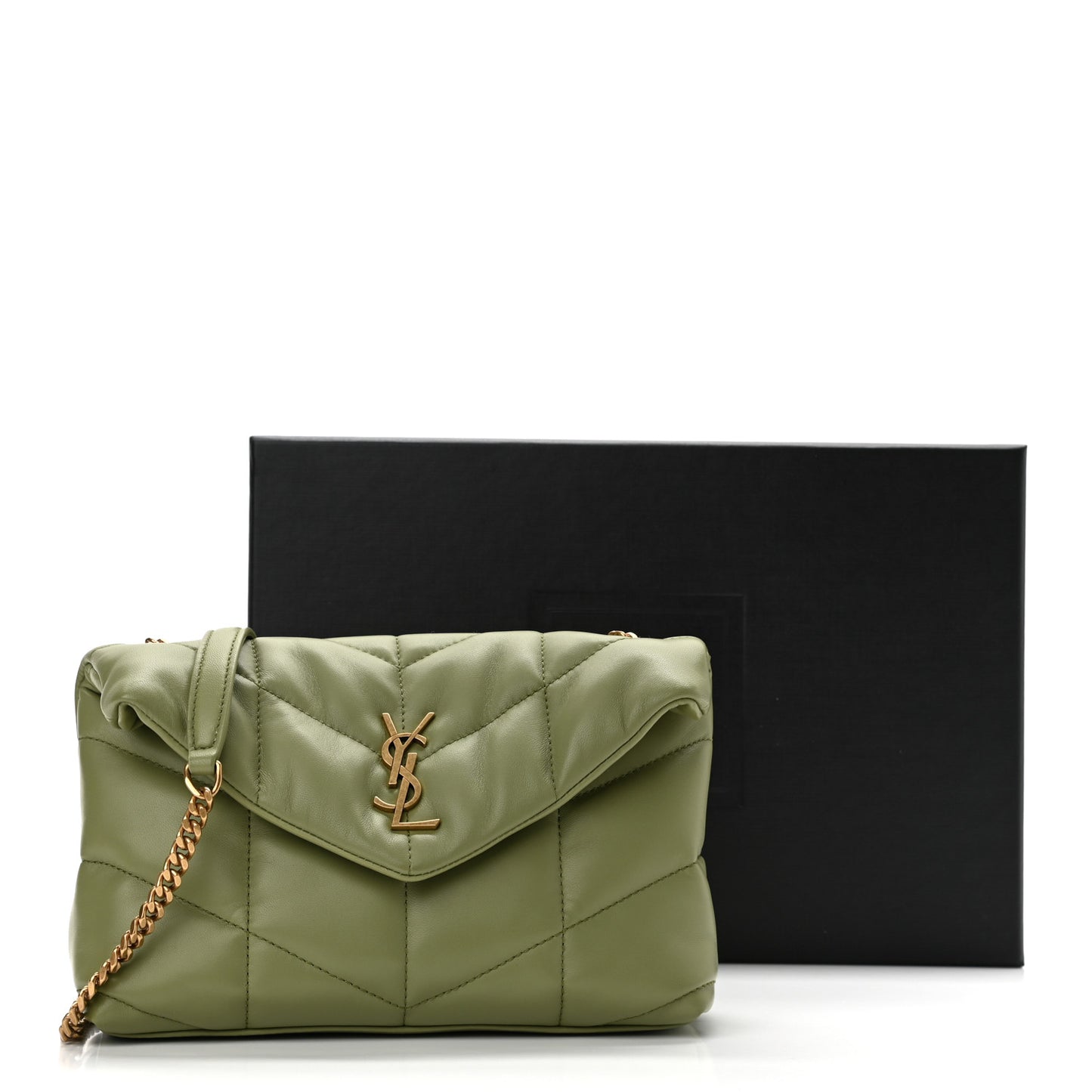 Lambskin Quilted Toy Loulou Puffer Monogram Chain Satchel Light Pistache