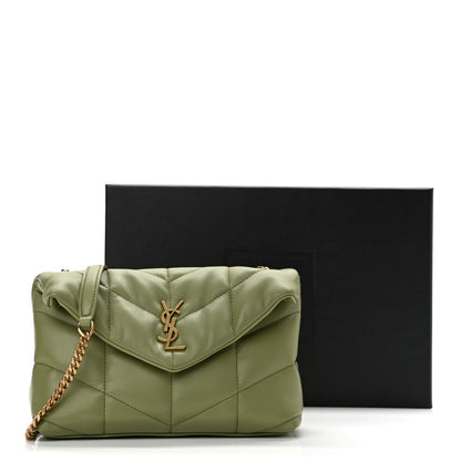 Saint Laurent Lambskin Quilted Toy Loulou Puffer Monogram Chain Satchel Light Pistache 12 of 12