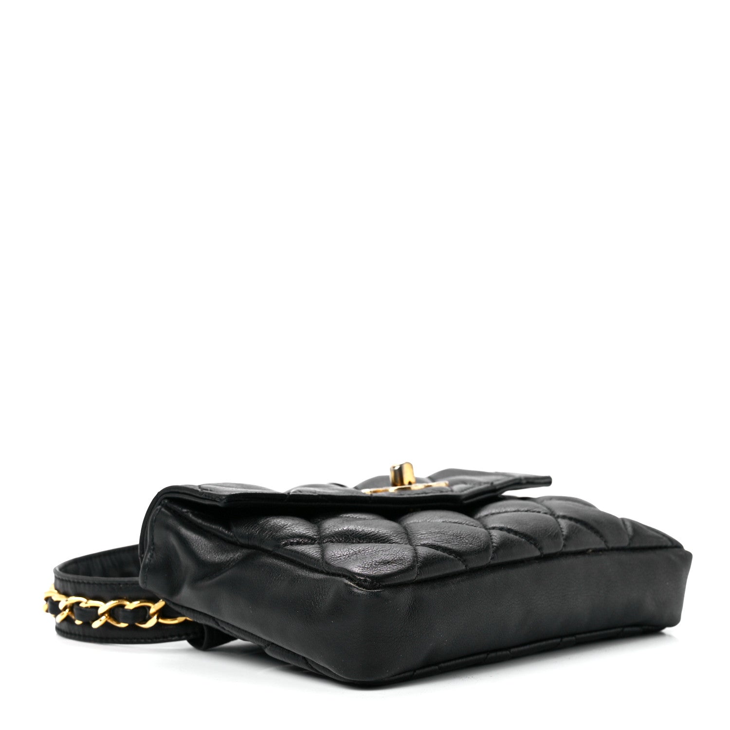 Chanel Calfskin Quilted Flap Waist Belt Bag 70 28 Black 4 of 14