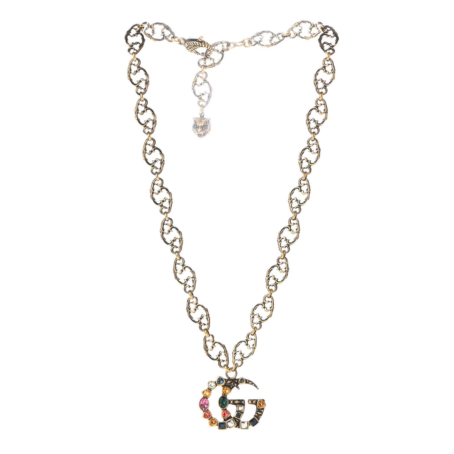 Crystal Marmont Necklace Aged Gold Multicolor