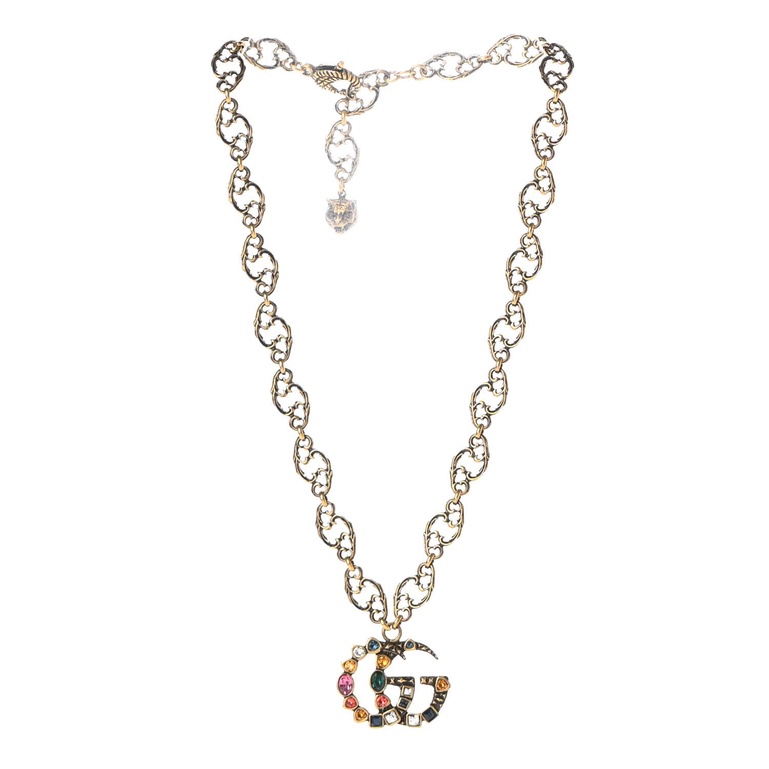 Gucci Crystal Marmont Necklace Aged Gold Multicolor 3 of 8