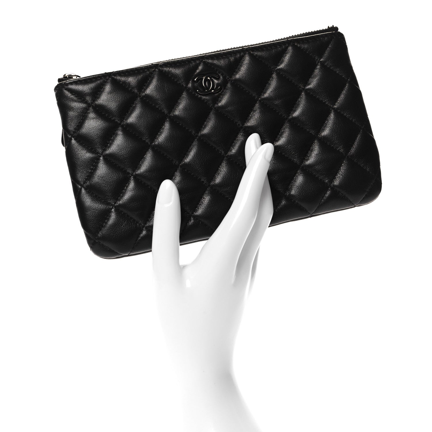 Chanel Lambskin Quilted Cosmetic Case So Black 2 of 8