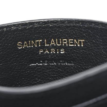 Saint Laurent Grain De Poudre Matelasse Chevron Monogram Credit Card Case Black 6 of 6