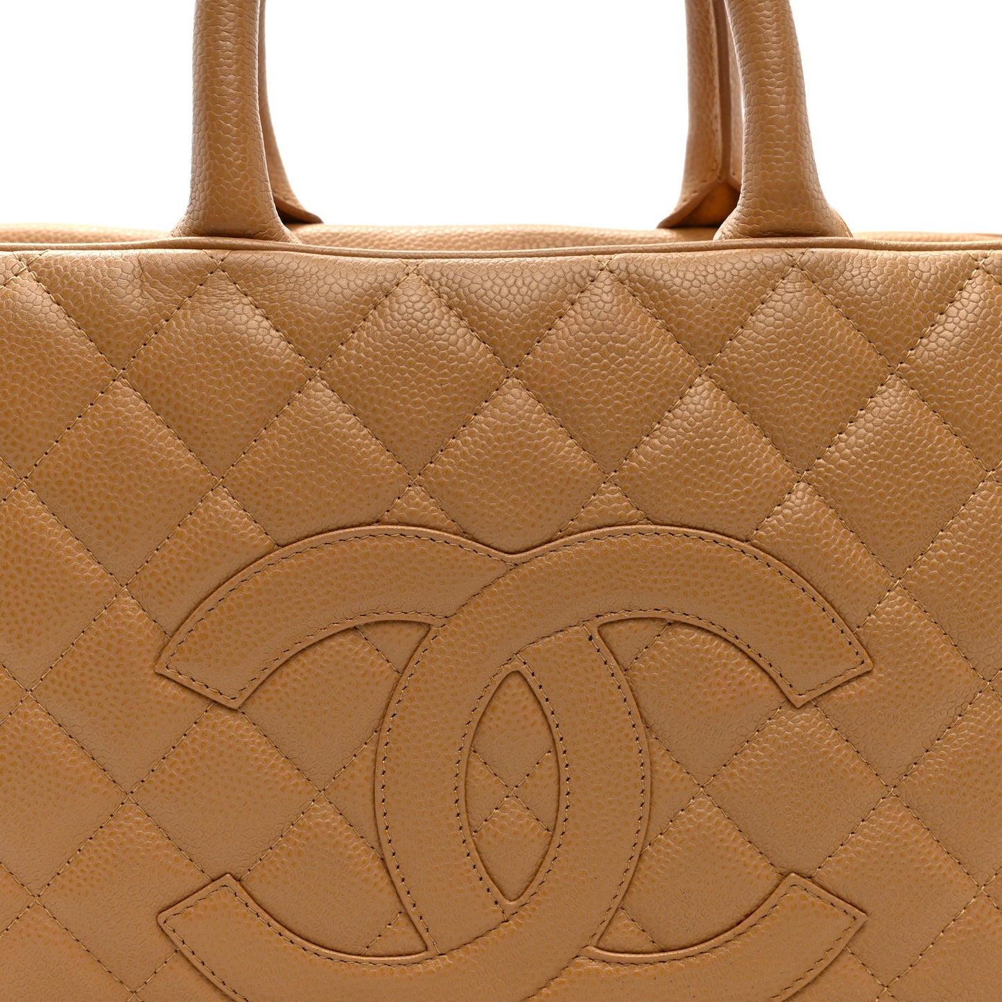 Caviar Quilted Large Bowler Bag Beige