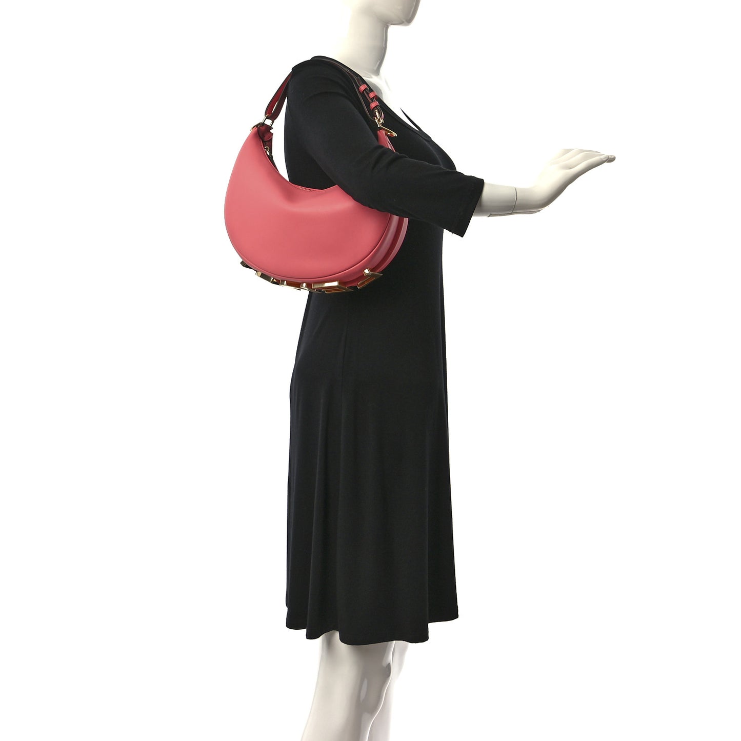 Vitello Grace Matte Small Fendigraphy Hobo Bag Pink Dalia