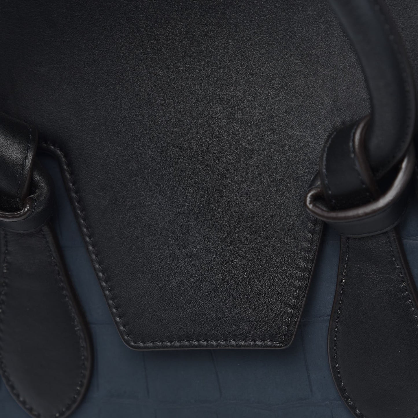 Smooth Calfskin Nubuck Crocodile Embossed Small Tie Knot Tote Navy