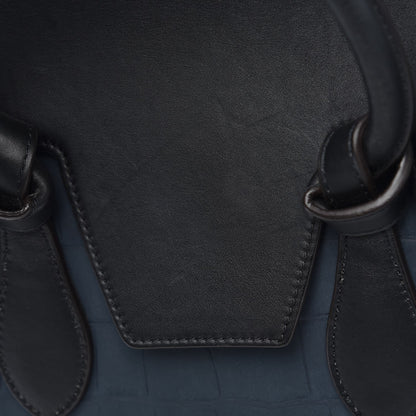 Celine Smooth Calfskin Nubuck Crocodile Embossed Small Tie Knot Tote Navy 11 of 16
