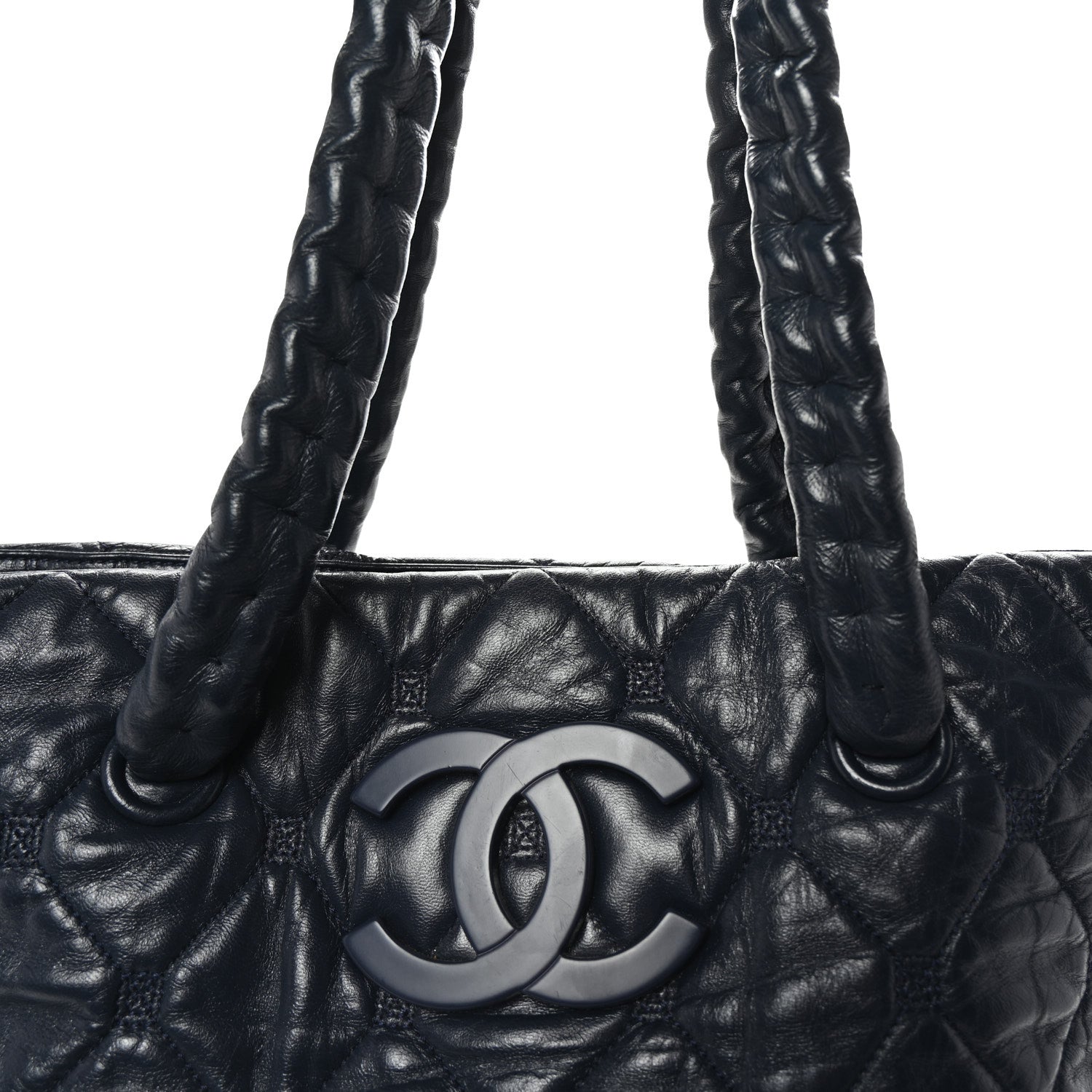 Chanel Lambskin Quilted Hidden Chain Tote Navy 7 of 9