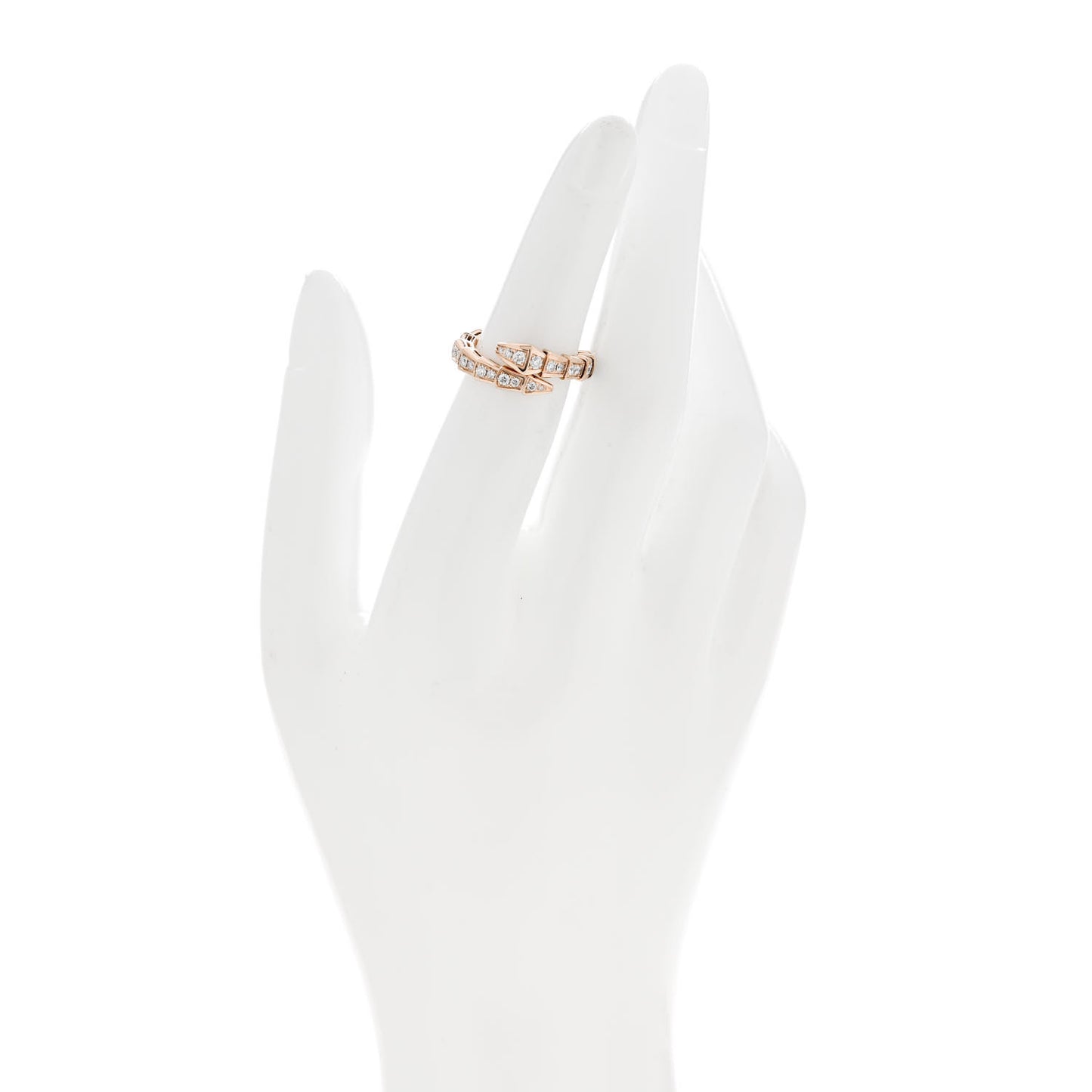 18K Rose Gold Diamond Serpenti Viper Pave Ring S