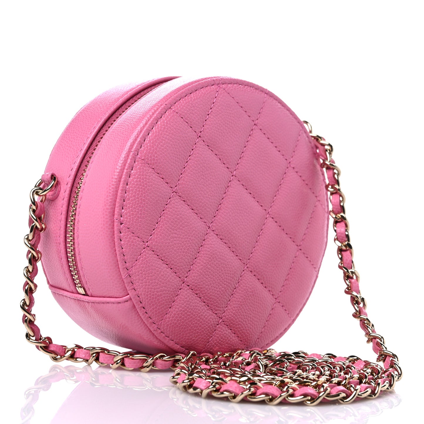 Caviar Quilted Gripoix CC Round Clutch With Chain Pink