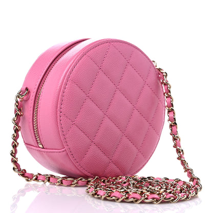 Chanel Caviar Quilted Gripoix CC Round Clutch With Chain Pink 3 of 11