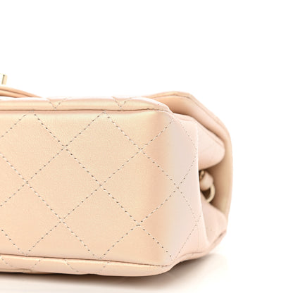 Chanel Iridescent Calfskin Quilted Mini Rectangular Flap Beige 10 of 11