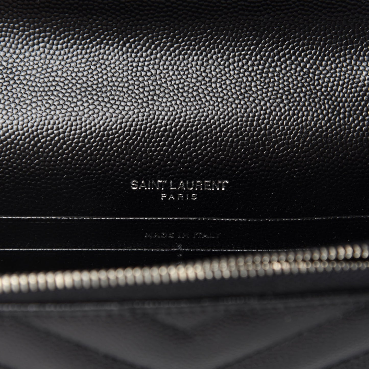 Grain De Poudre Matelasse Chevron Monogram Envelope Chain Wallet Pearl White Black