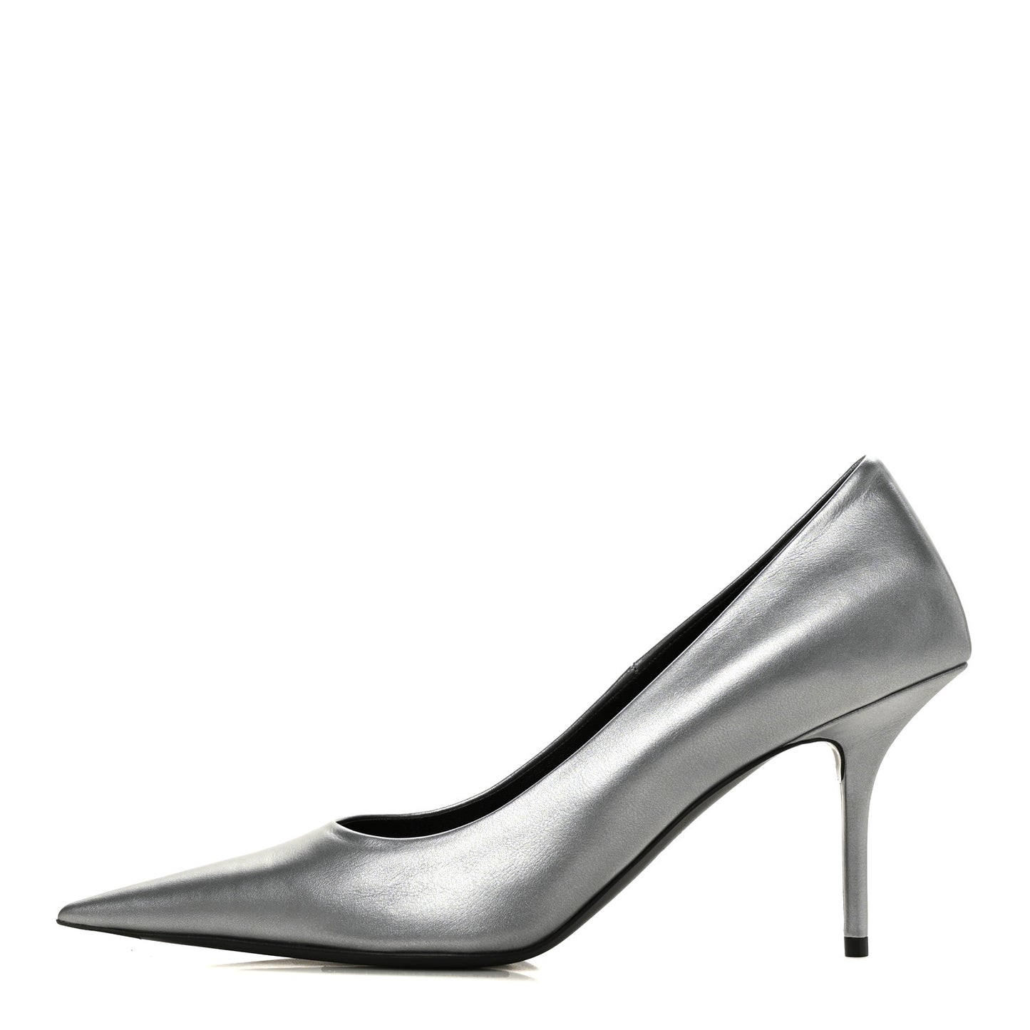 Metallic Nappa Square Knife 80mm Pumps 38.5 Silver