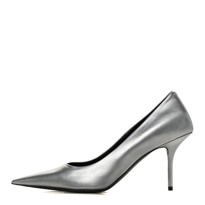 Balenciaga Metallic Nappa Square Knife 80mm Pumps 38.5 Silver 1 of 8