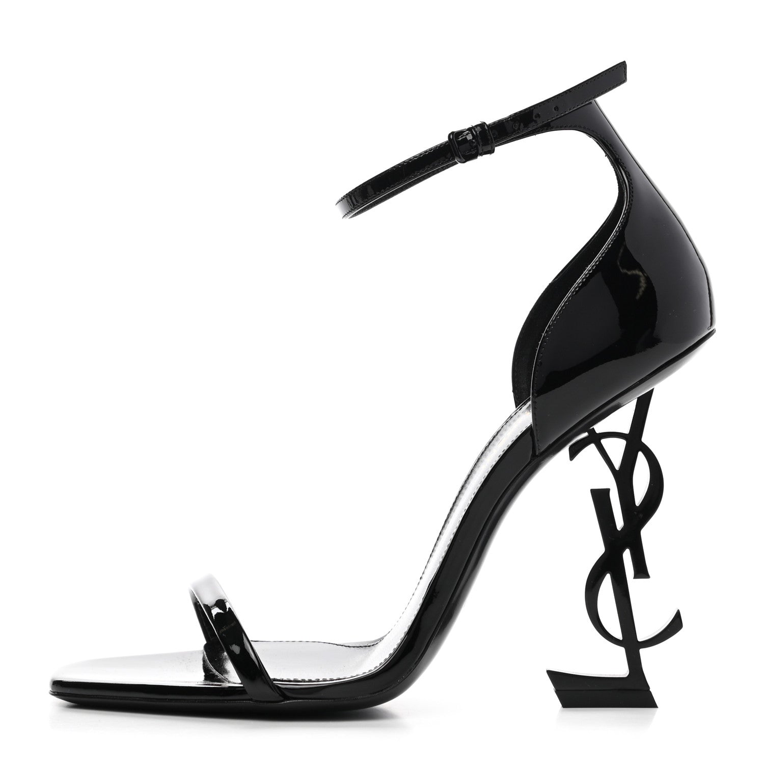 Saint Laurent Patent Calfskin Opyum 110 Sandals 38.5 Black 1 of 8