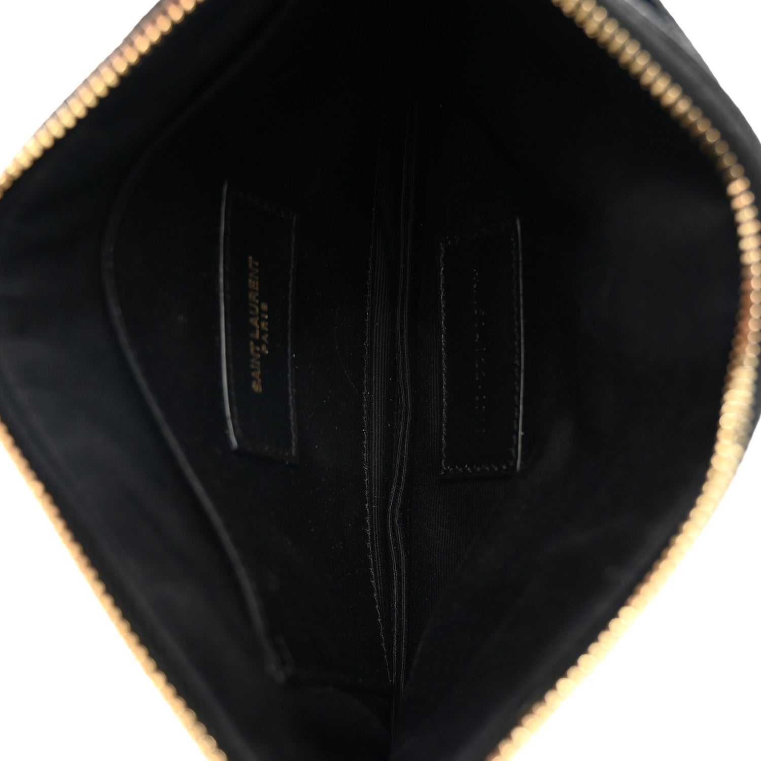 Saint Laurent Grain De Poudre Chevron Monogram Bill Pouch Black 5 of 9