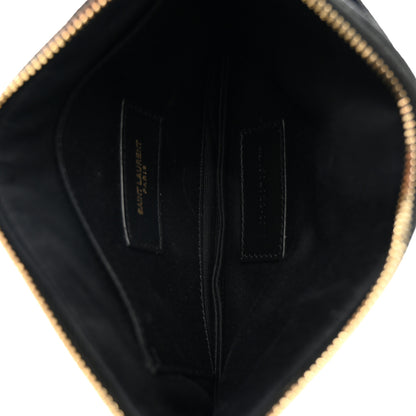 Saint Laurent Grain De Poudre Chevron Monogram Bill Pouch Black 5 of 9