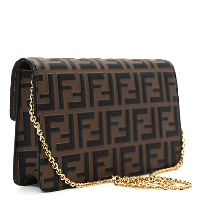 Fendi Vitello Ceylon Bi-Color FF 1974 Embossed FF Diamonds Chain Wallet Maya Black 3 of 10
