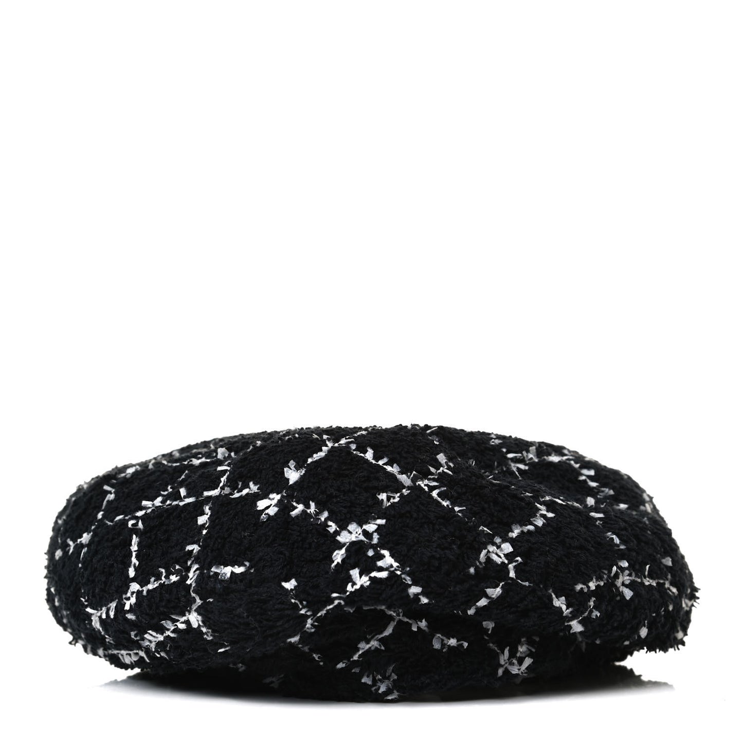 Tweed Beret Hat M Black White