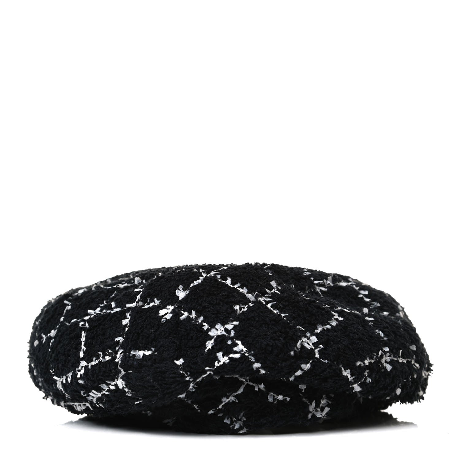 Chanel Tweed Beret Hat M Black White 2 of 6