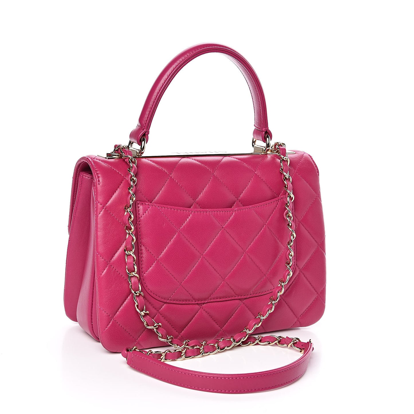 Lambskin Quilted Small Trendy CC Flap Dual Handle Bag Pink