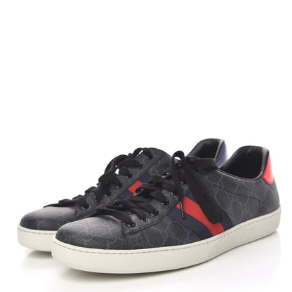 Gucci GG Supreme Monogram Ayers Web Mens New Ace Sneakers 11 Black 3 of 16