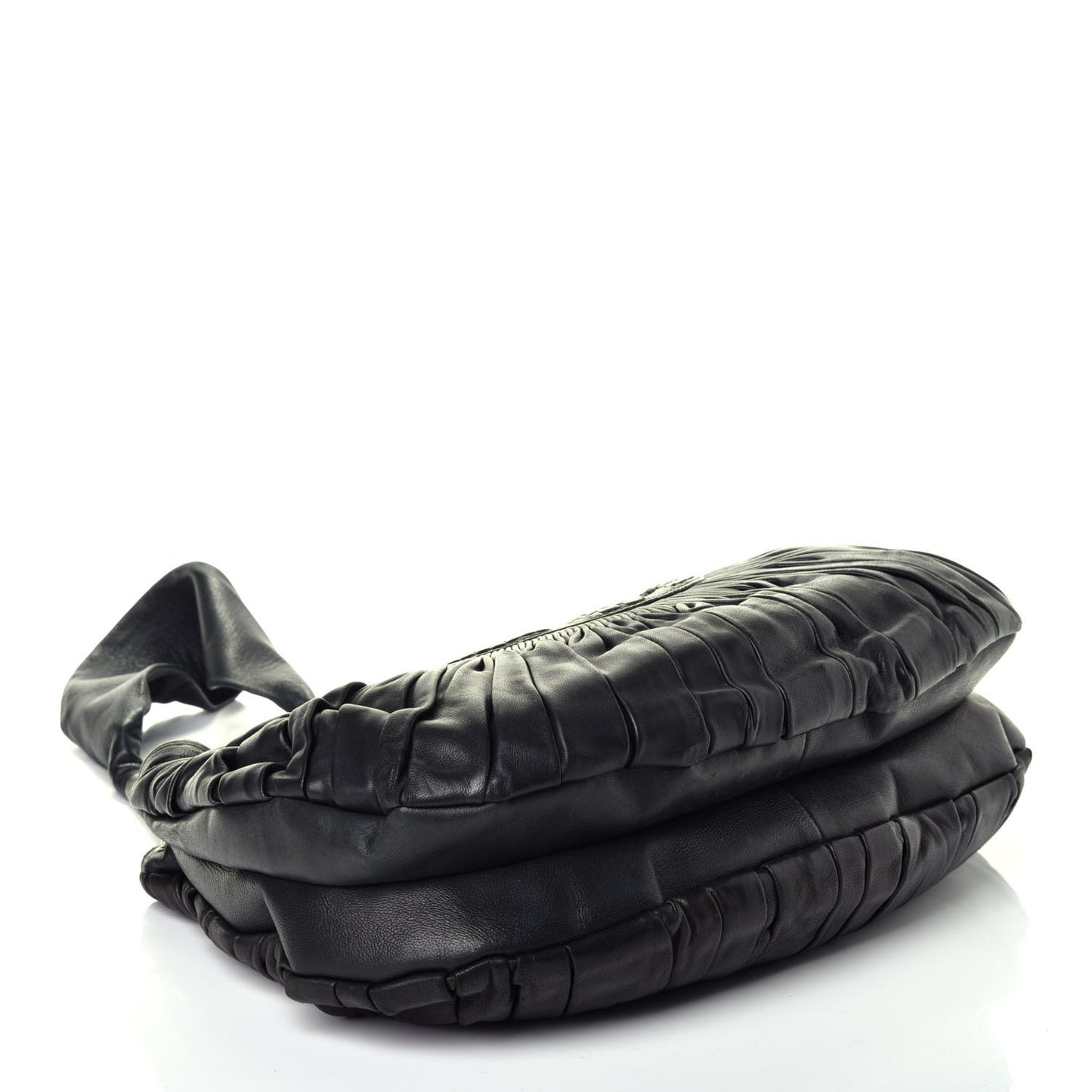 Lambskin Plisse Pleated Shoulder Bag Black