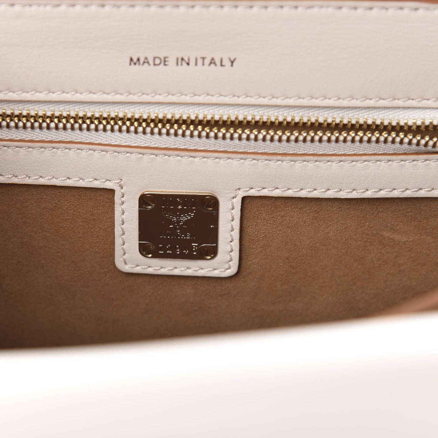 Visetos Calfskin Colorblock Mezzanin Shoulder Bag Beige Ruby Red