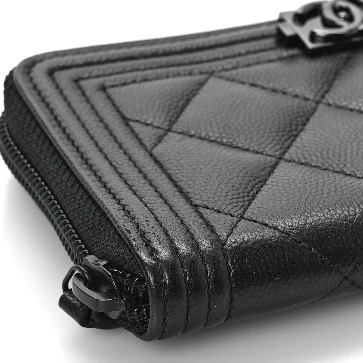 Chanel Caviar Quilted Small Boy Zip Around Wallet So Black 8 of 10