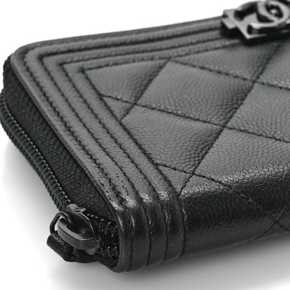 Chanel Caviar Quilted Small Boy Zip Around Wallet So Black 8 of 10