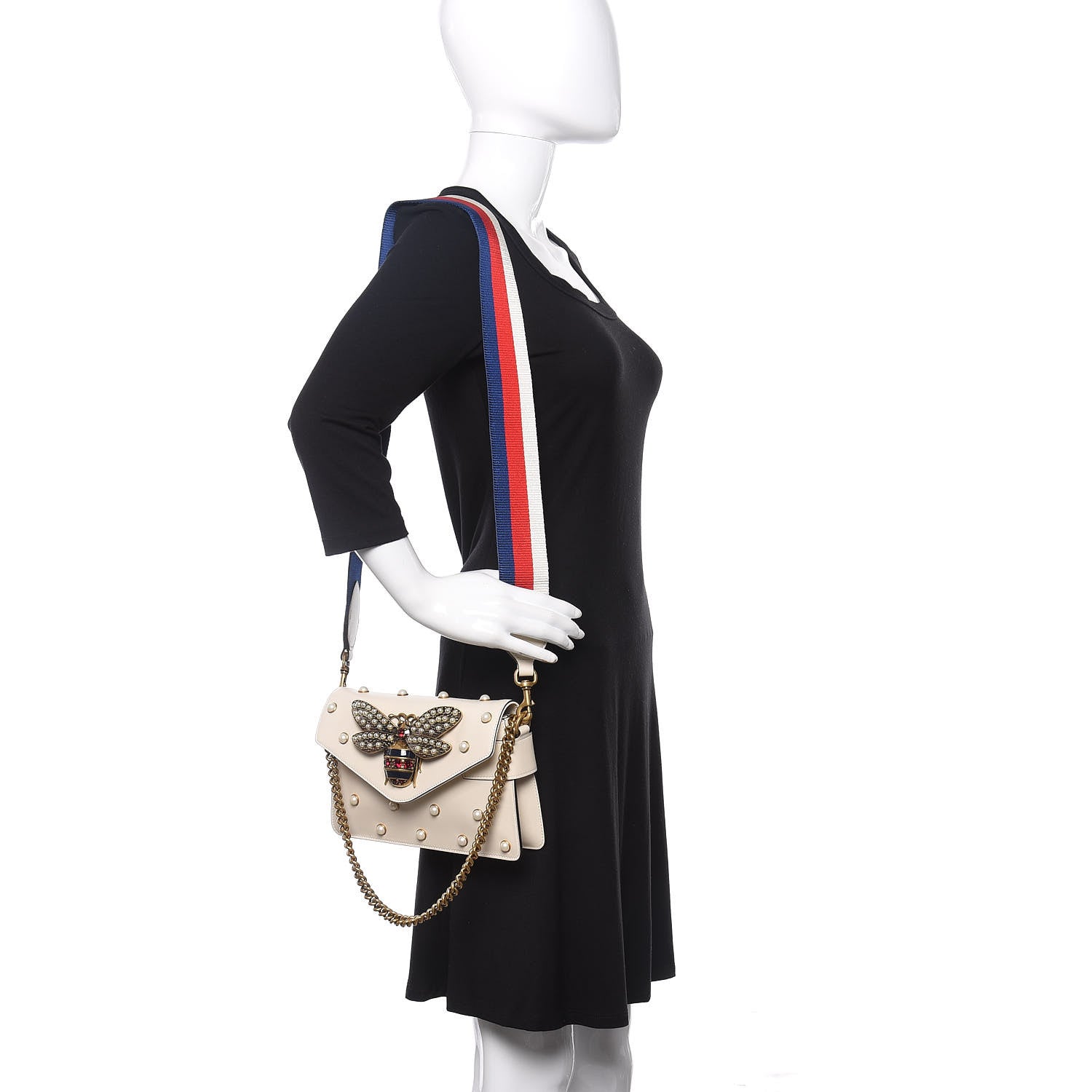 Gucci Nappa Pearl Studded Mini Queen Margaret Broadway Shoulder Bag Mystic White 2 of 11