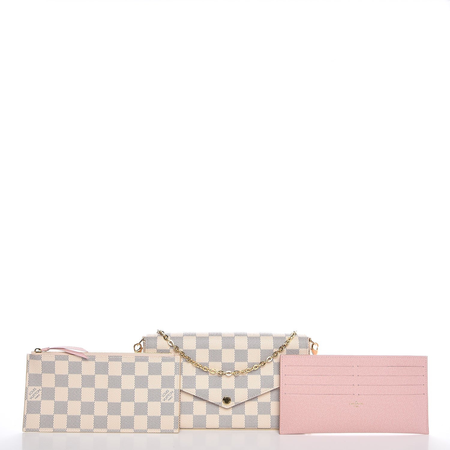 Louis Vuitton Damier Azur Pochette Felicie Chain Wallet Rose Ballerine 5 of 9