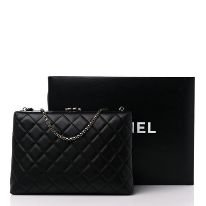 Chanel Lambskin Quilted Kisslock Minaudiere Black 10 of 10