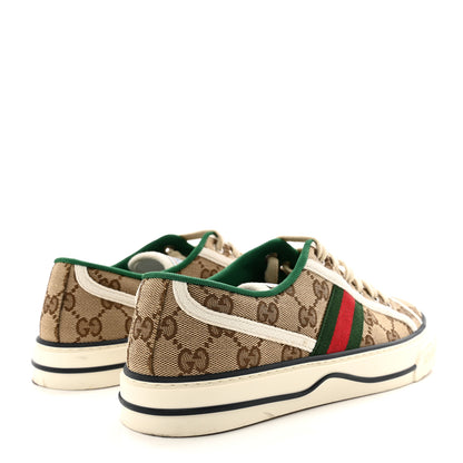 Gucci GG Monogram Web Womens 1977 Tennis Sneakers 37 Beige Ebony Mystic White 4 of 11