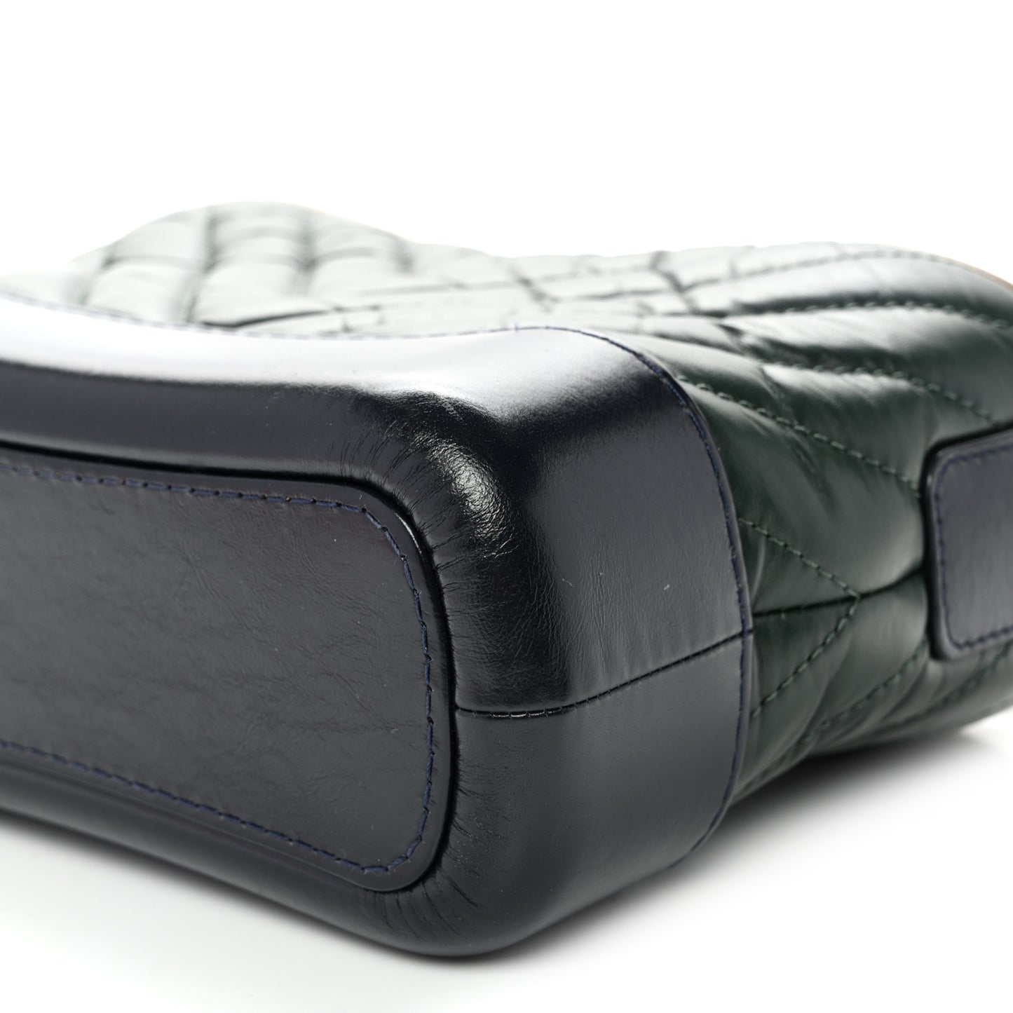 Aged Calfskin Chevron Quilted Small Gabrielle Hobo Green Black