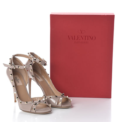Valentino Garavani Patent Rockstud Ankle Strap d'Orsay Open Toe Pumps 38.5 Poudre 8 of 8
