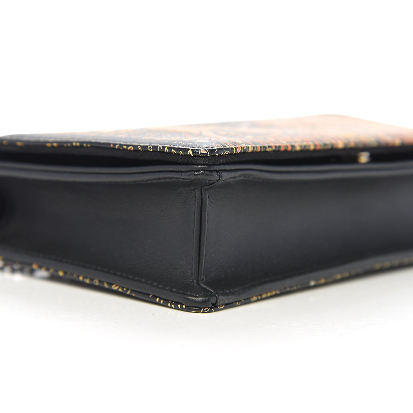 Printed Calfskin Animals Chain Pouch Brown Multicolor