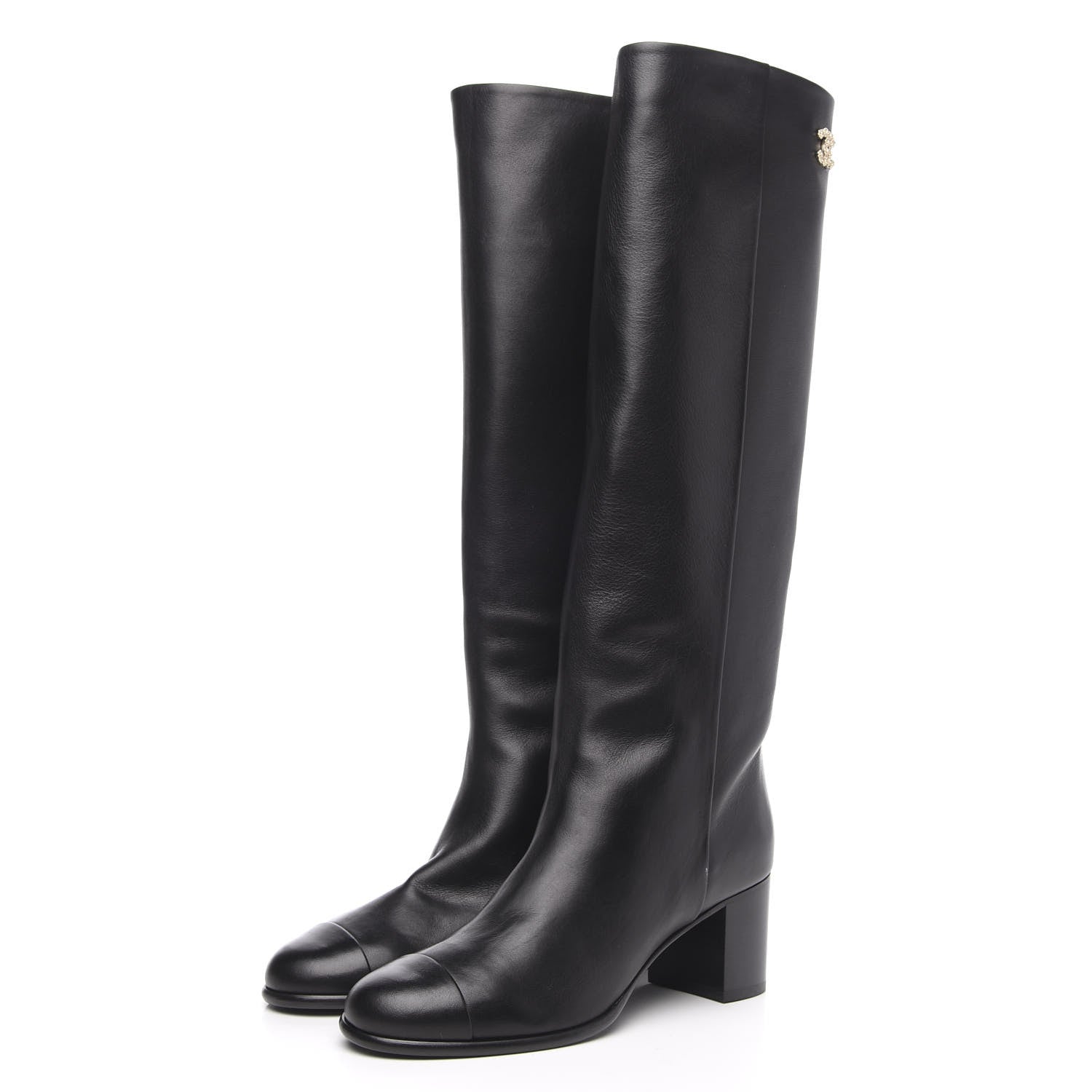 Chanel Calfskin CC High Boots 40 Black 3 of 6