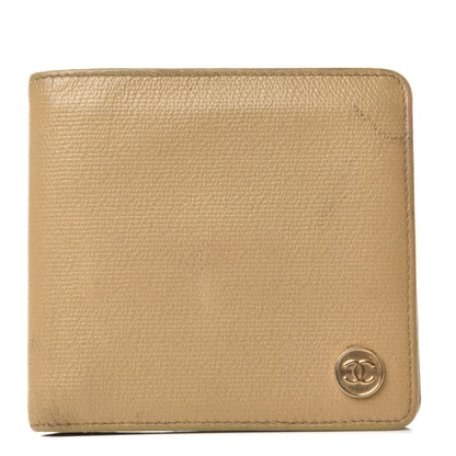 Chanel Grained Calfskin CC Button Bi-Fold Wallet Beige 1 of 9