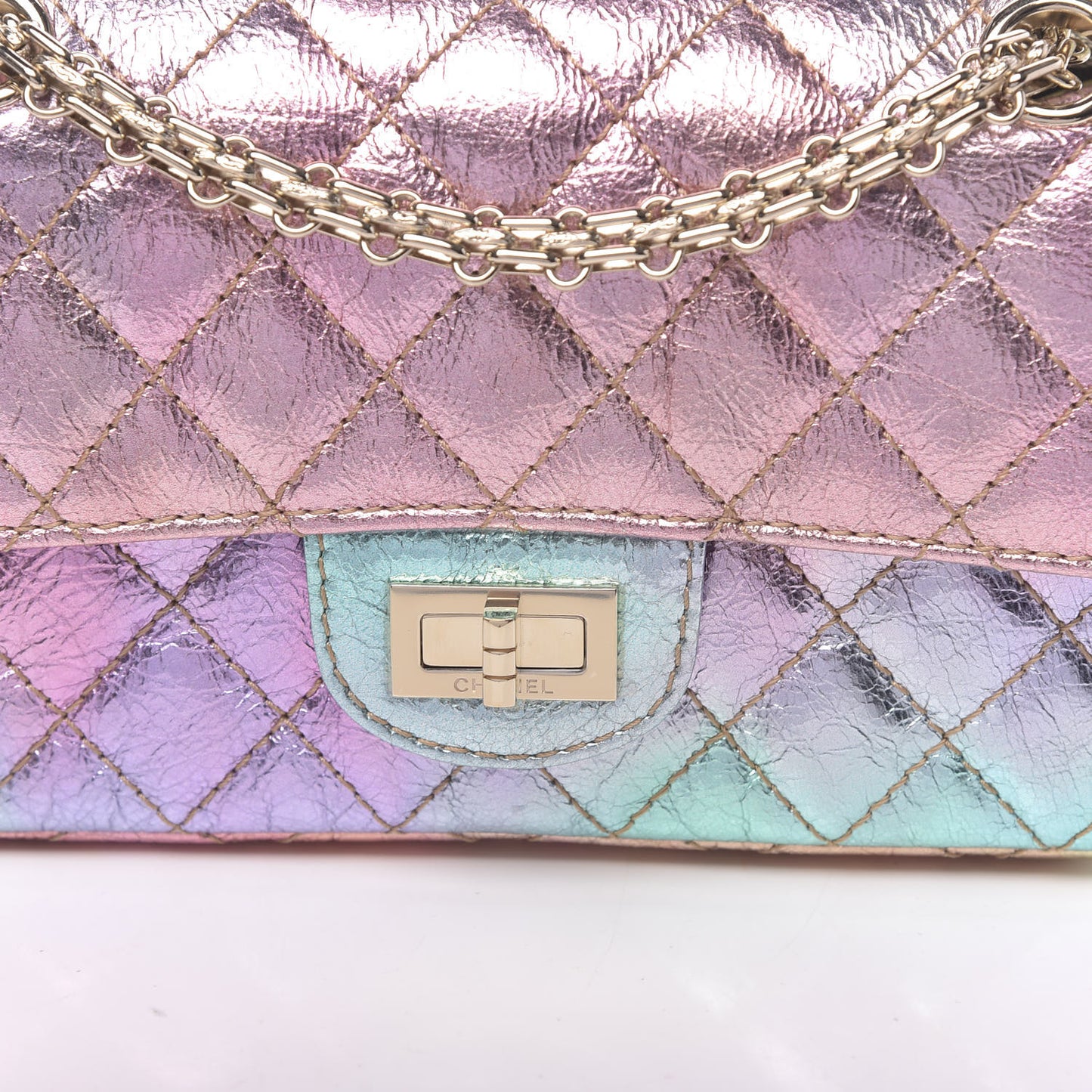 Metallic Goatskin Quilted Mini 2.55 Reissue Flap Multicolor