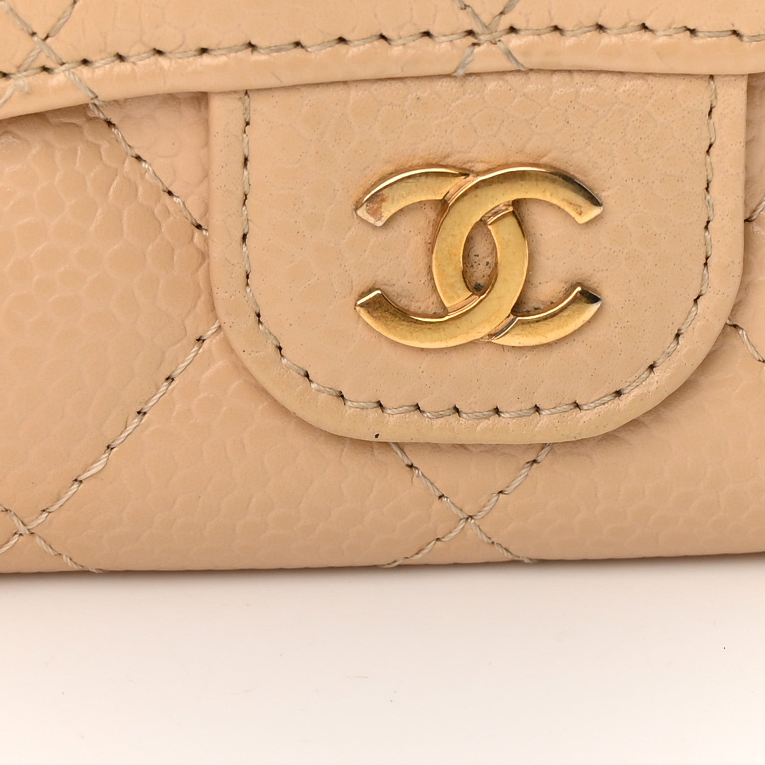Chanel Caviar Quilted Flap Card Holder Wallet Beige 8 of 10
