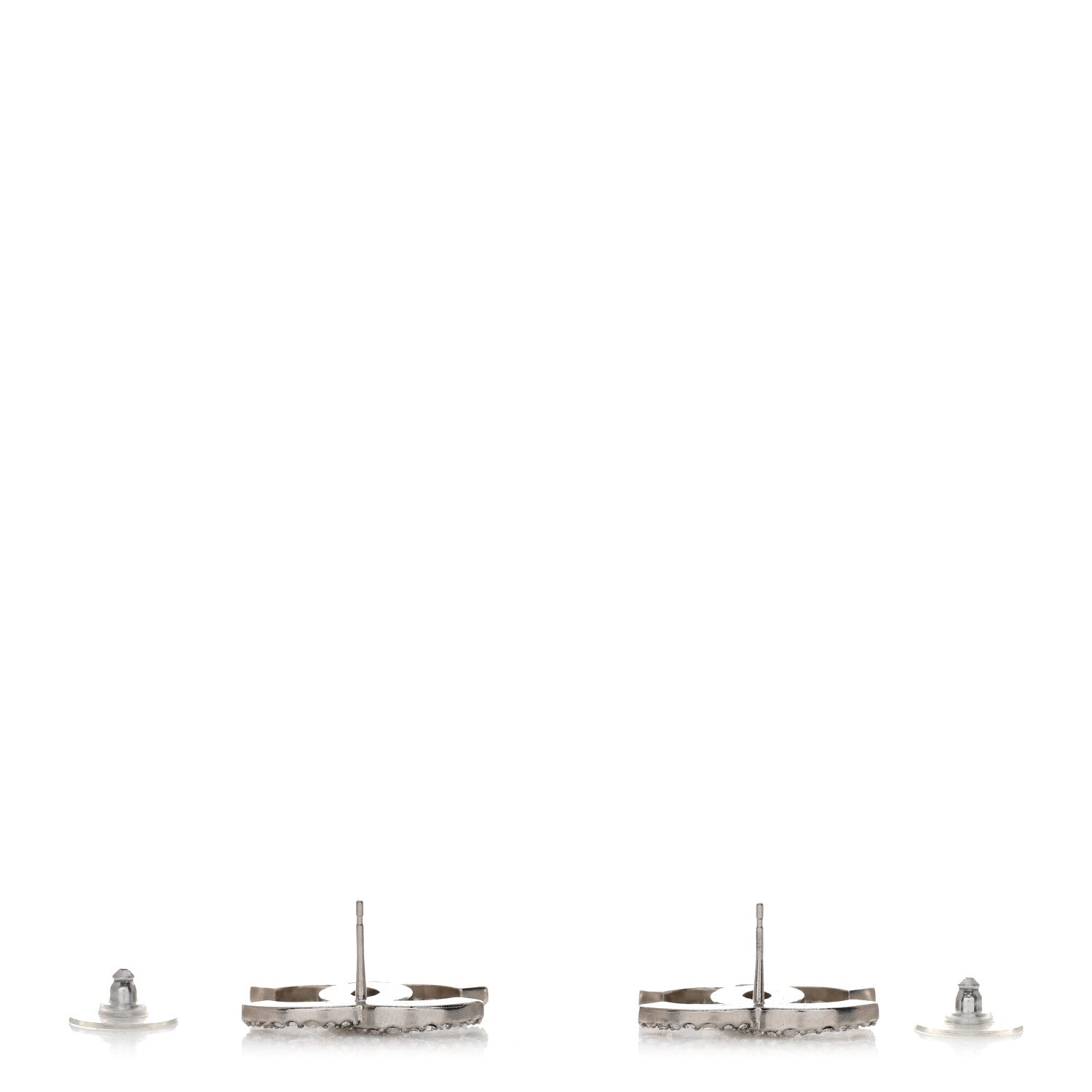 Chanel Crystal Large CC Earrings Silver 3 of 4