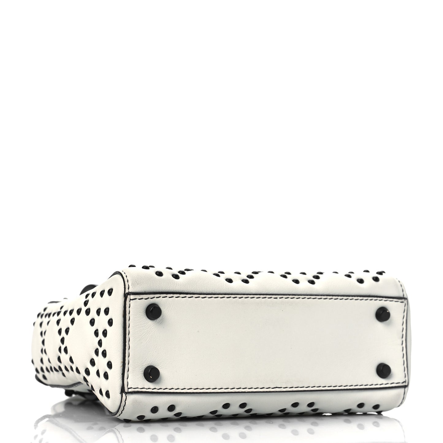 Ultra Matte Calfskin Studded Mini Supple Lady Dior White Black